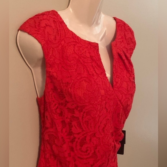 Designer Adrianna Papell Red Lace Dress Women’s 8 NEW NWT special occasion - Picture 3 of 12